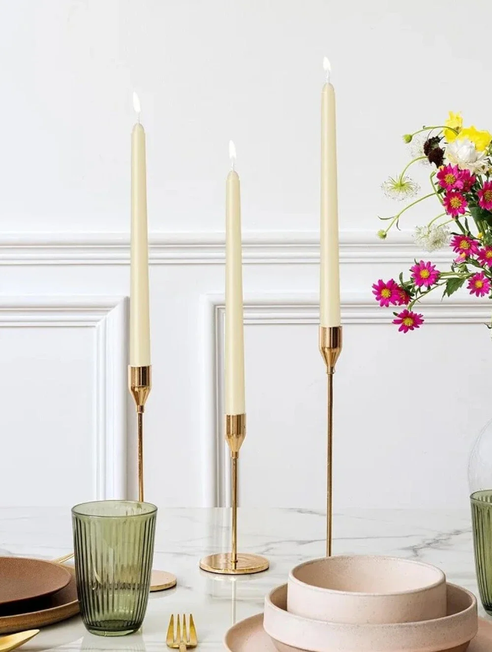 4 Pack Ivory Taper Candles Taper Candles 10 Inch Dripless Smokeless & Unscented
